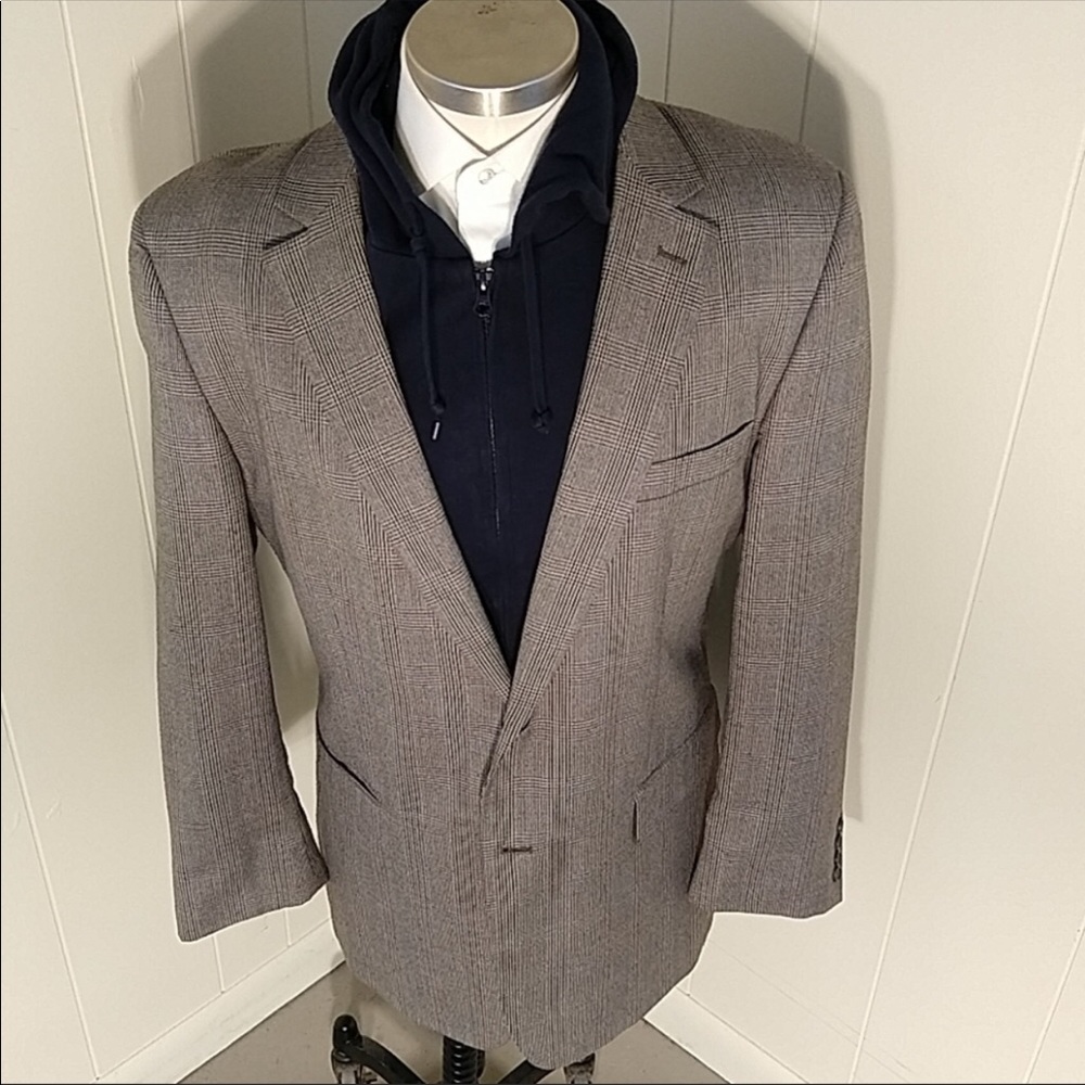 Houndstooth windowpane Black and gray Suit jacket